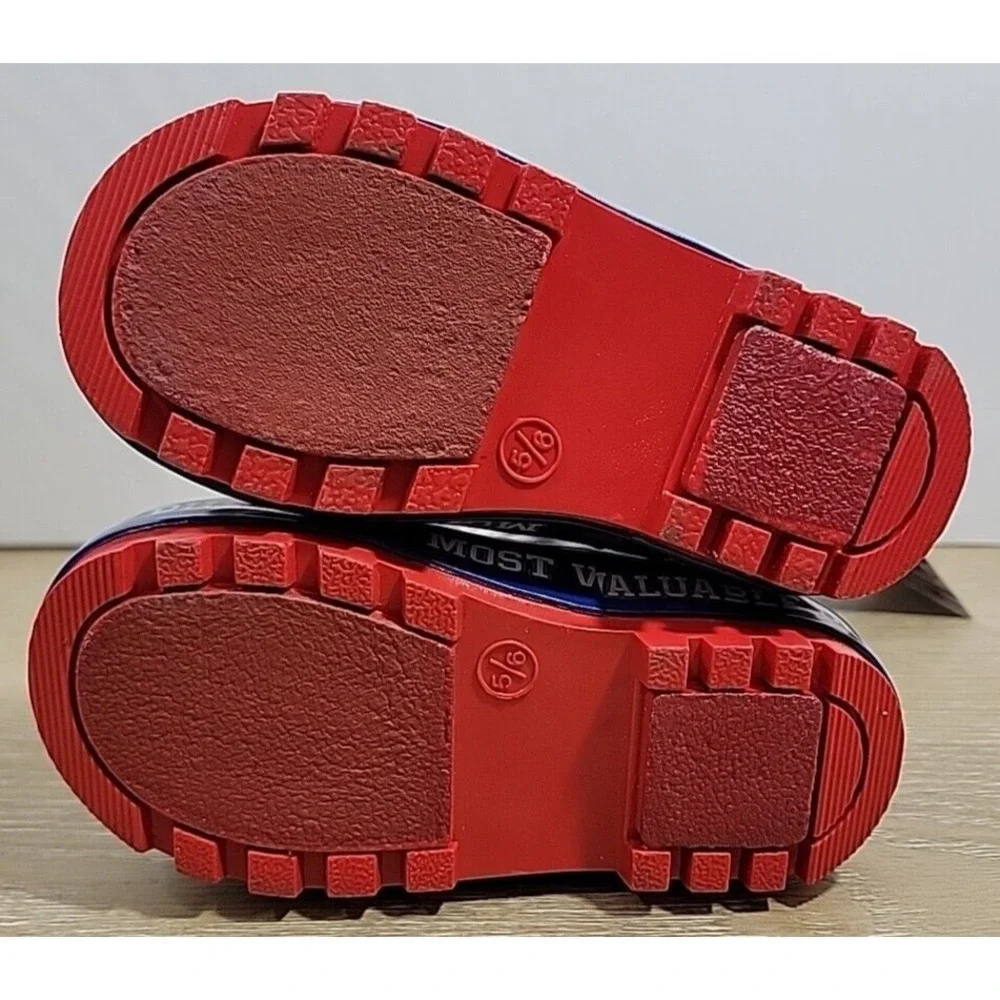 Paw Patrol Toddler Boys Rubber Rain Boots Pull On Blue Red Multi-Size 5/6 NEW‎